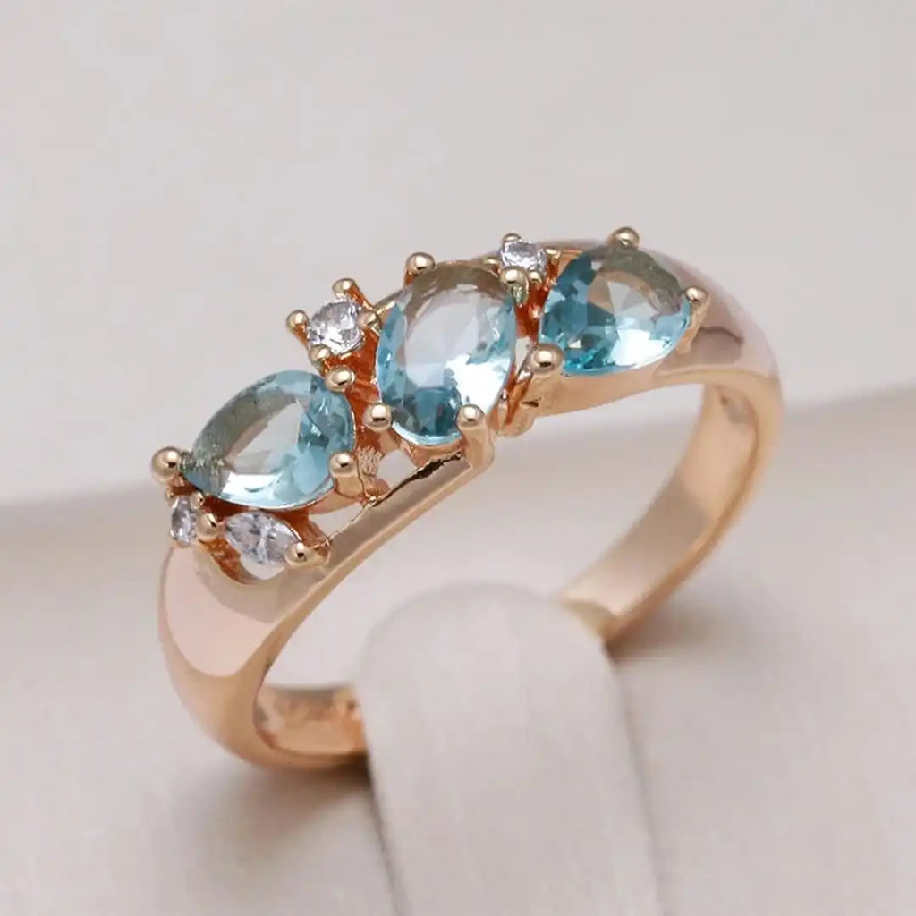 Vintage-Roségold-Blau-Zirkon-Ring