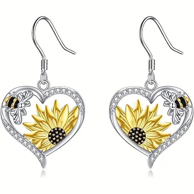 Boho Sonnenblumen Bienen Ohrringe