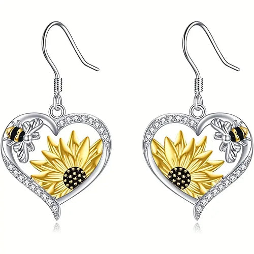 Boho Sonnenblumen Bienen Ohrringe