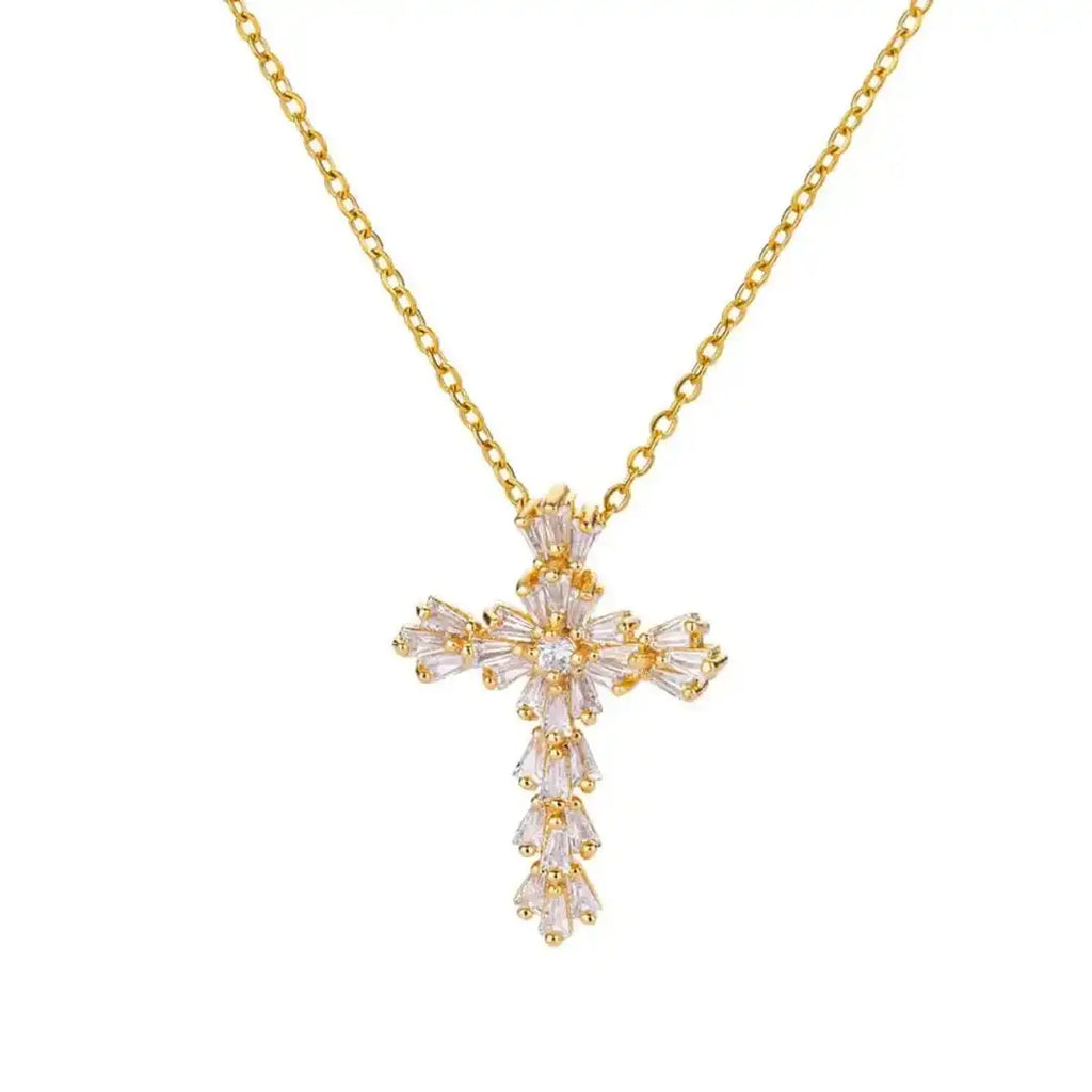 Zeitloses Silber-Zirkonia-Kreuz-Halsband
