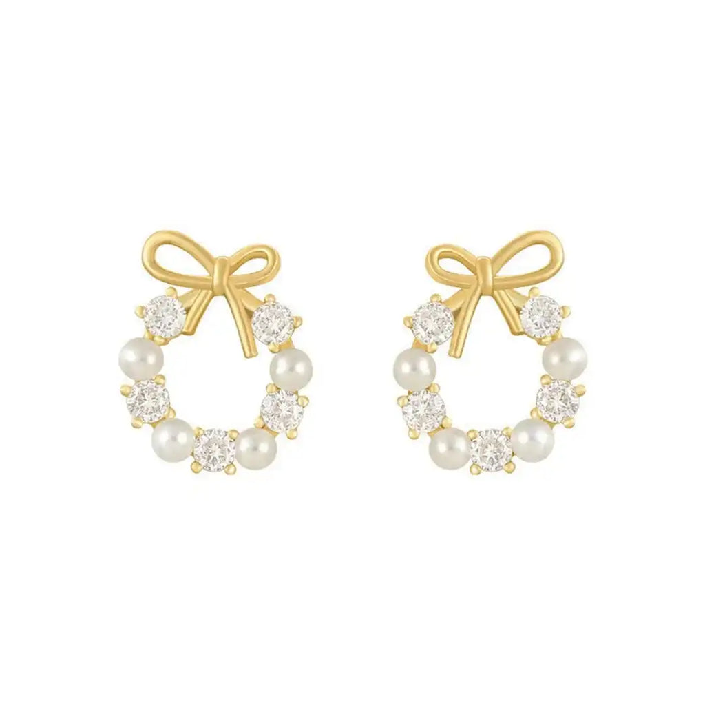 Bow Pearl Circle Ohrstecker