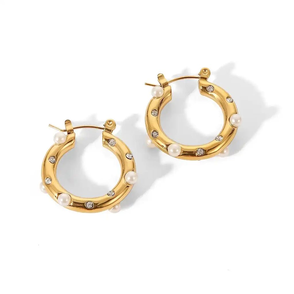 Glänzende Gold-Zirkon Kreis-Ohrringe