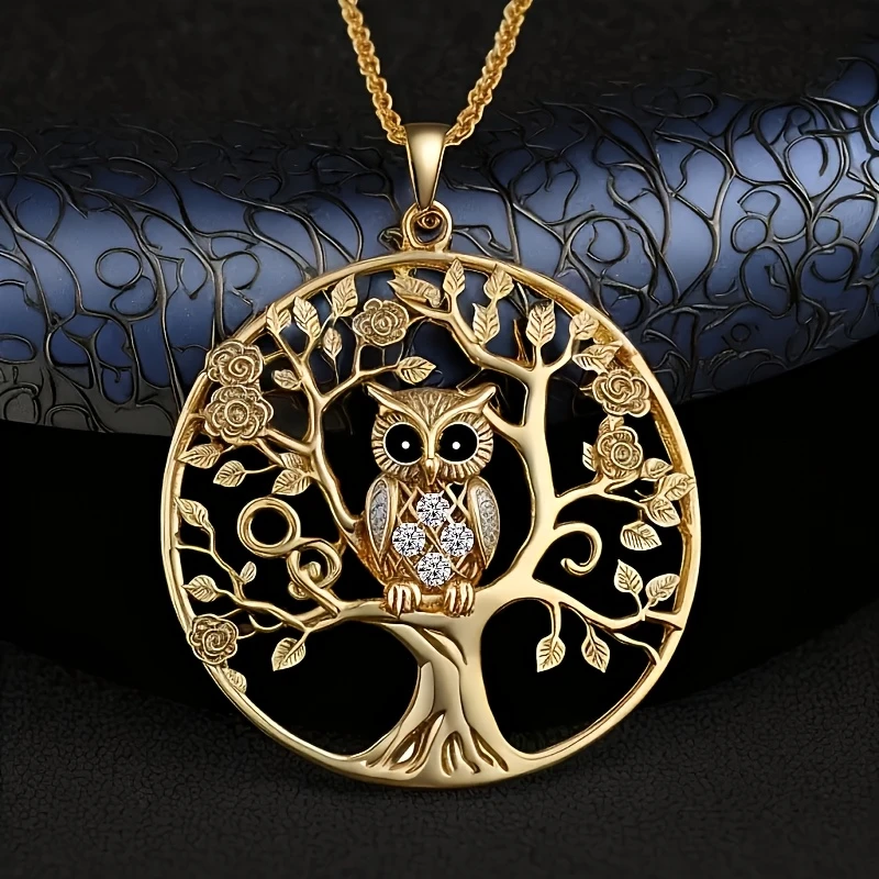 Luxe Eule Baum Halskette
