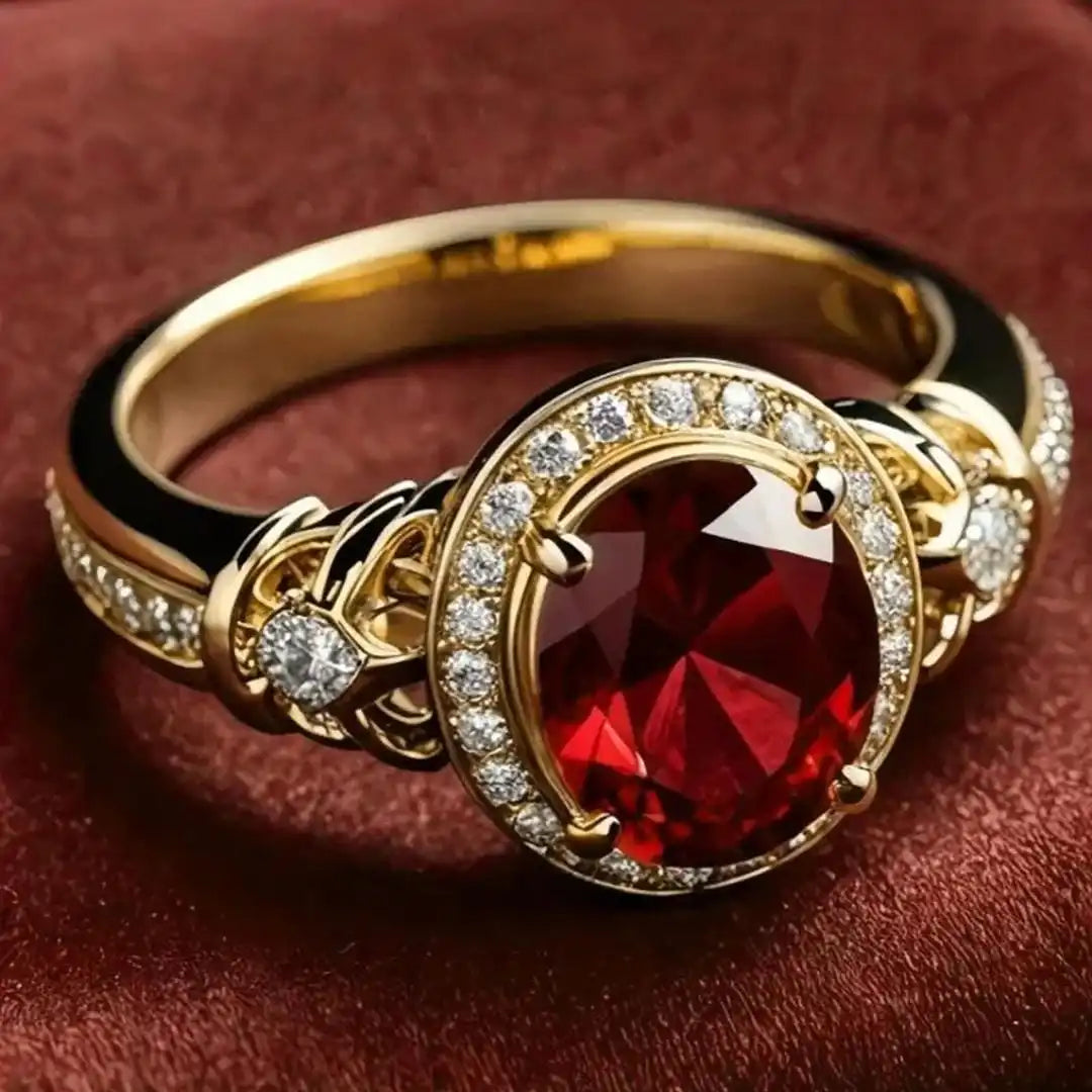 Rubin Halo Knoten Statement Ring