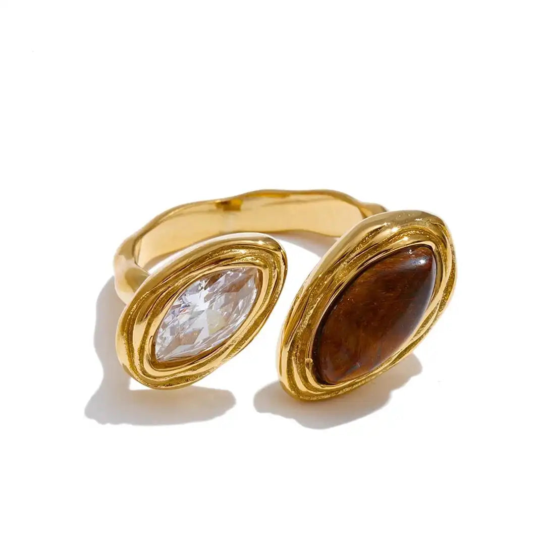 Doppelter Marquise Bypass Verstellbarer Ring