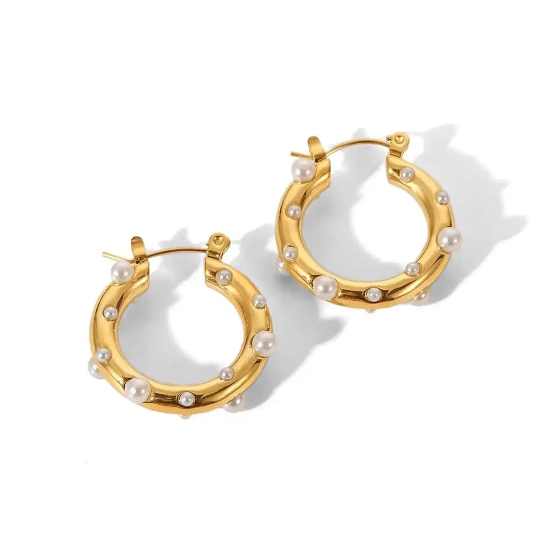 Glänzende Gold-Zirkon Kreis-Ohrringe