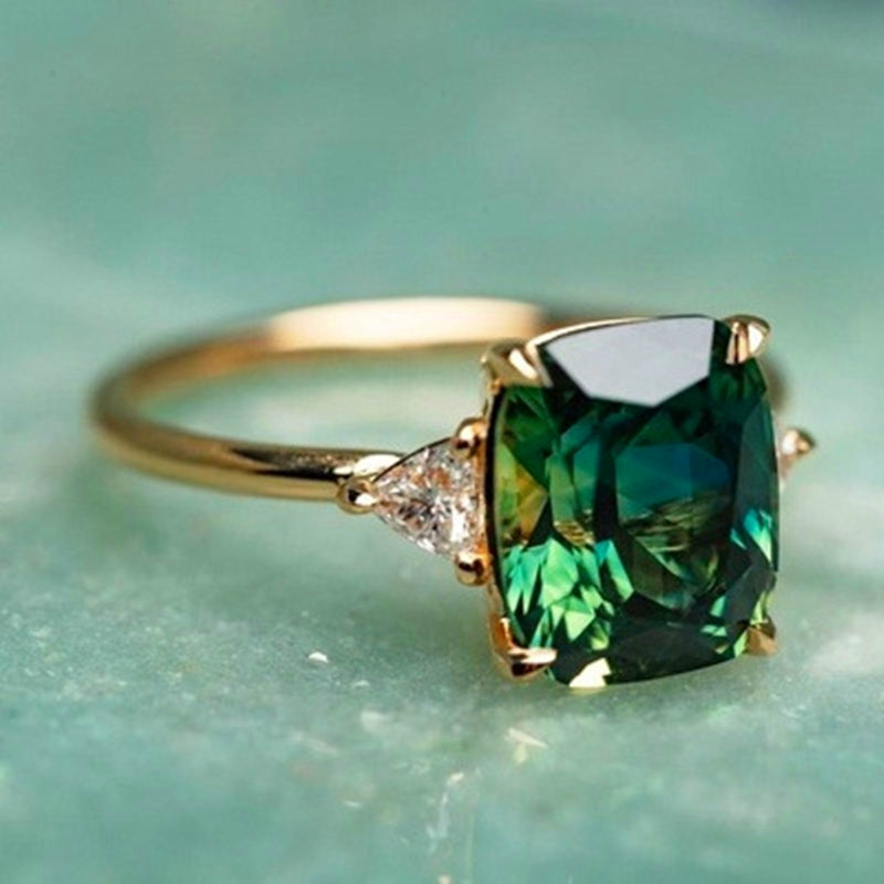 Grüner Zirkonia Goldring