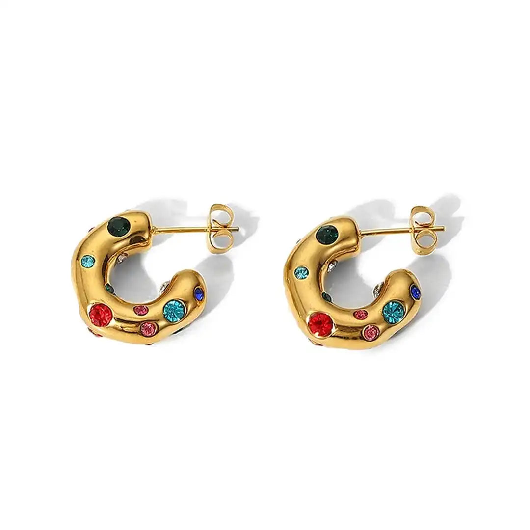 Glänzende Gold-Zirkon Kreis-Ohrringe