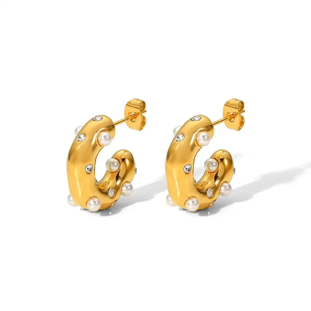 Glänzende Gold-Zirkon Kreis-Ohrringe