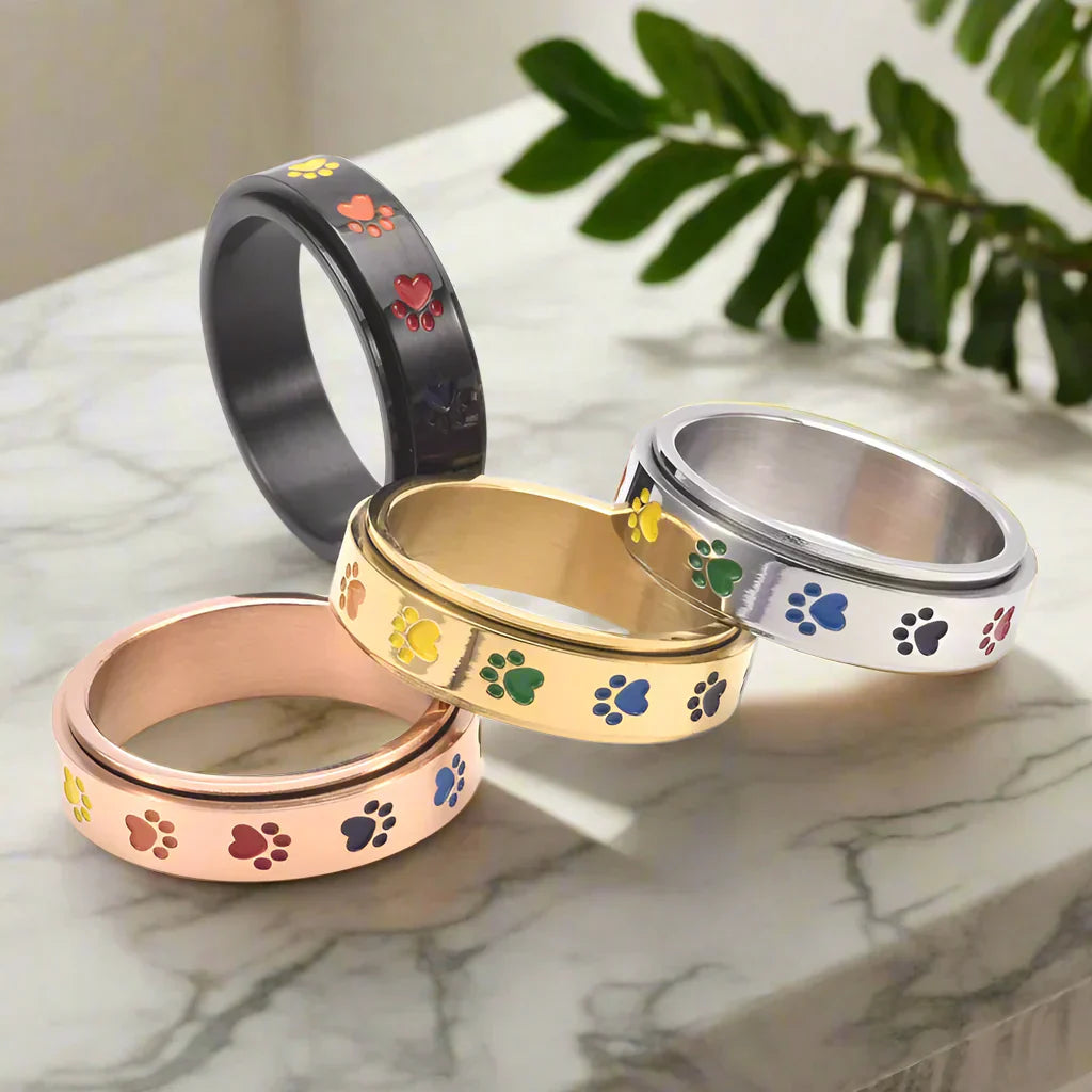 Edelstahl Pfoten Spinner Ring