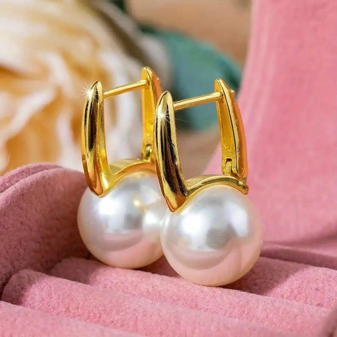 Vintage Goldene Perlenohrringe