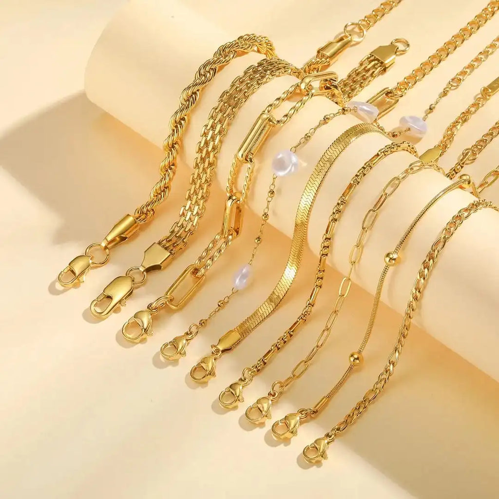 Stapeltaugliches Armband Golden Pearl Set