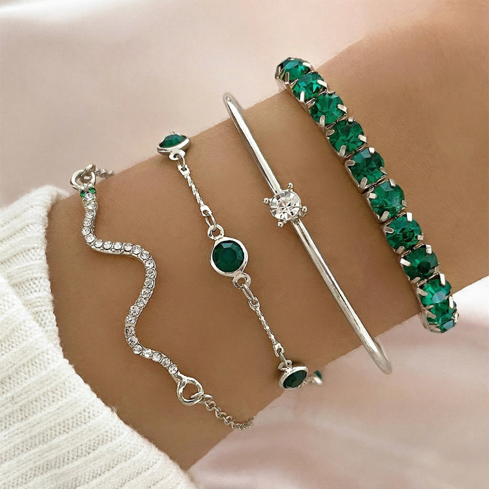 Sorina Smaragd Weißgold Armband Set