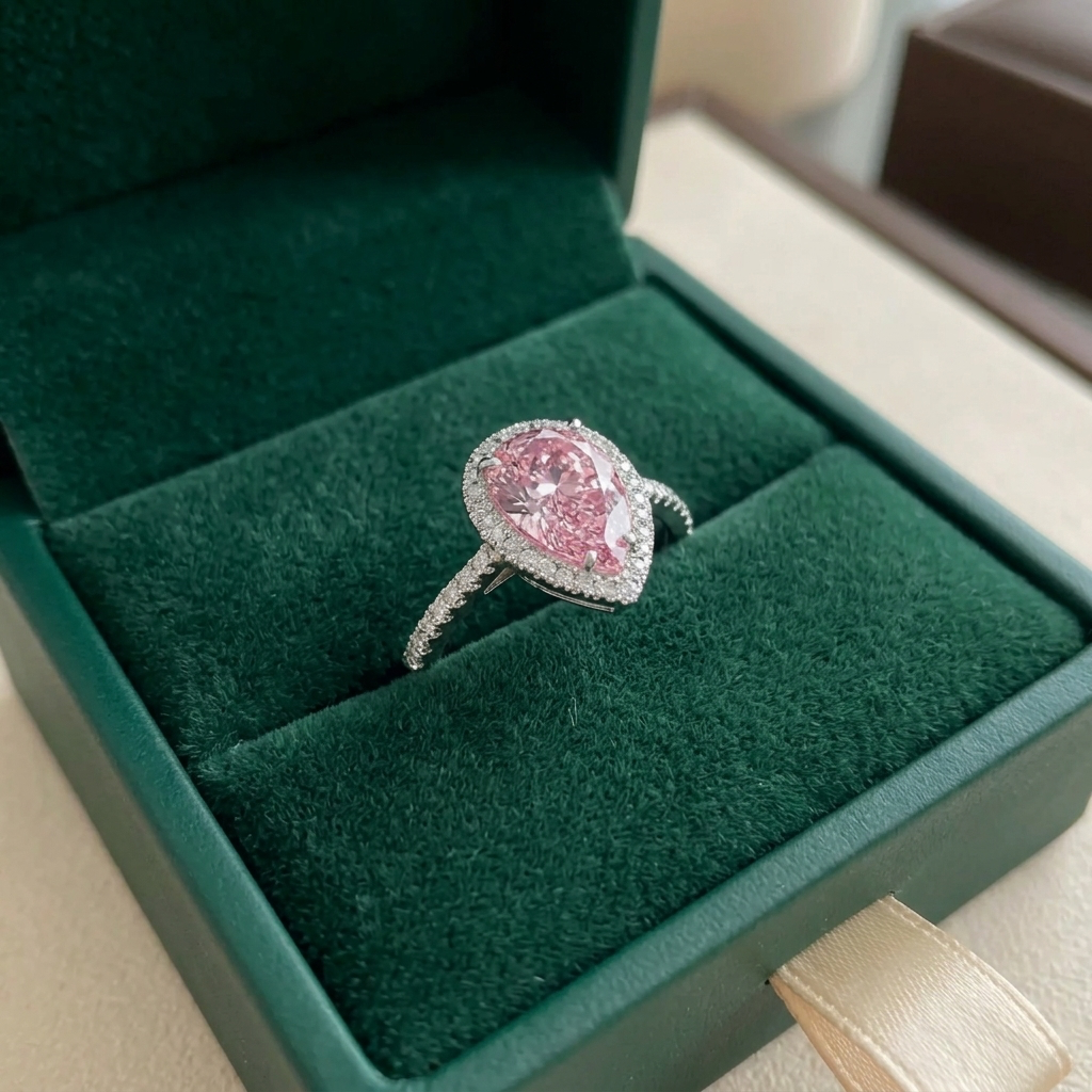 Tropfenförmiger Pink-Saphir-Ring