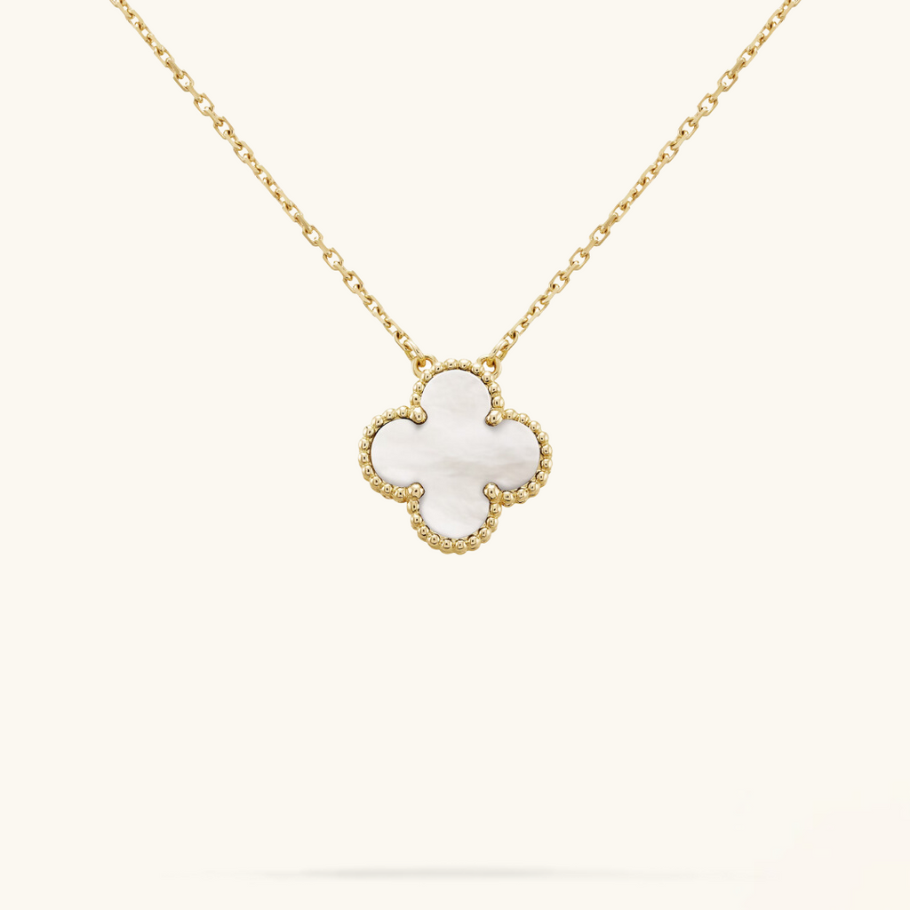 CLOVER | Halskette Weiß/Gold