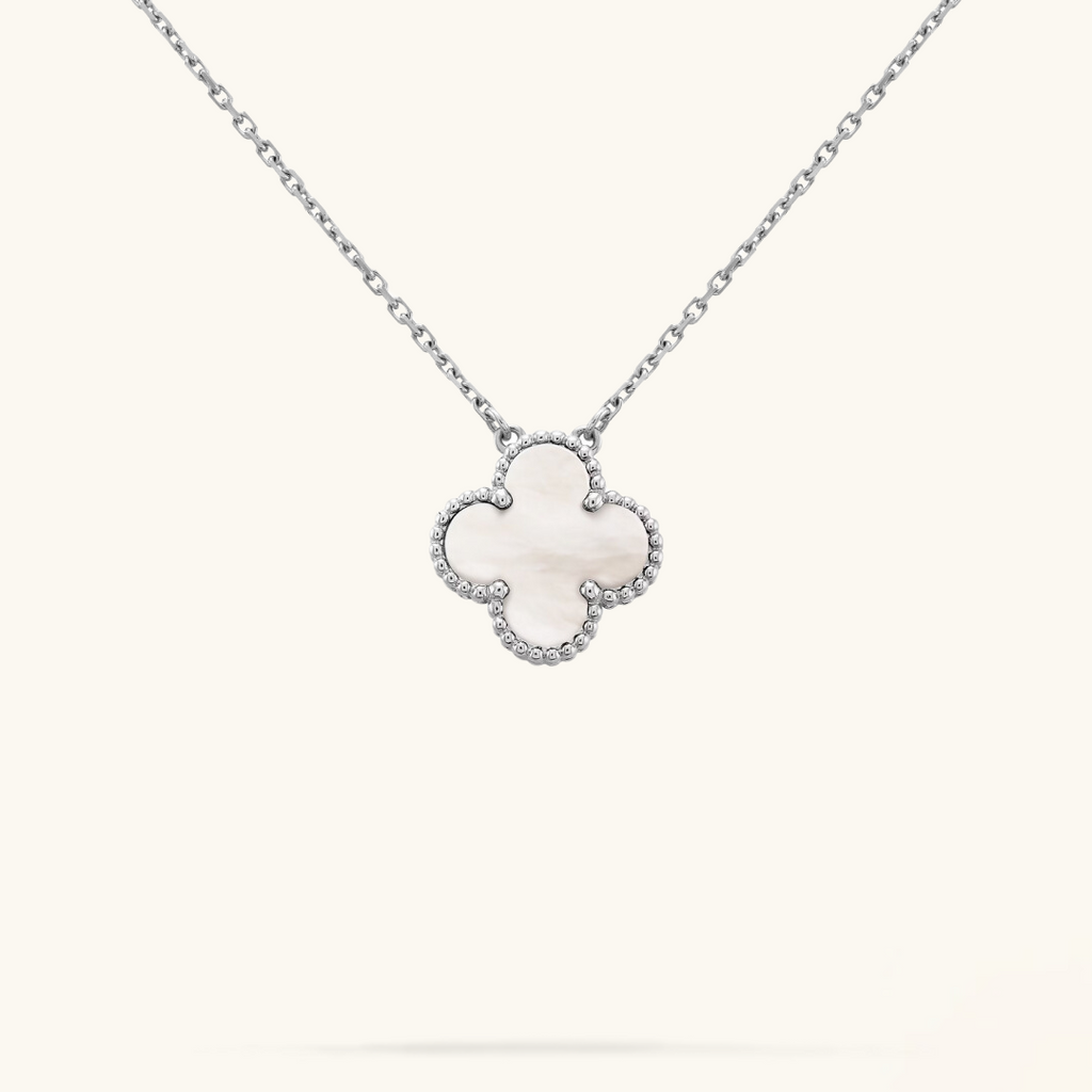 CLOVER | Halskette Weiß/Silber