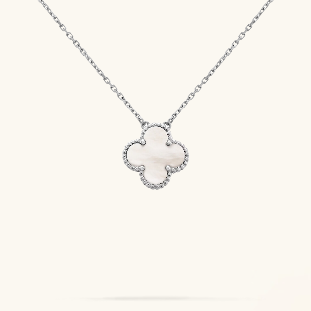 CLOVER | Halskette Weiß/Silber