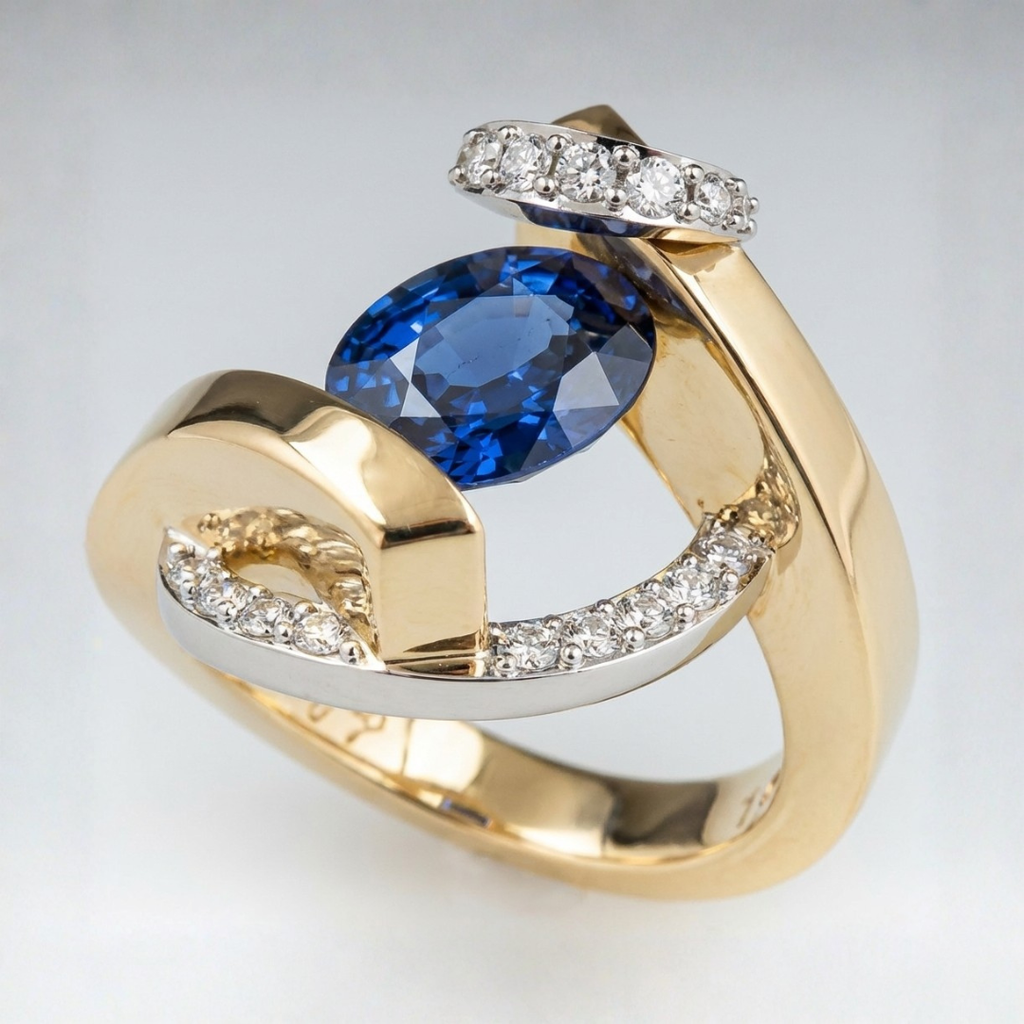 Blauer Zirkonia Orbit Ring