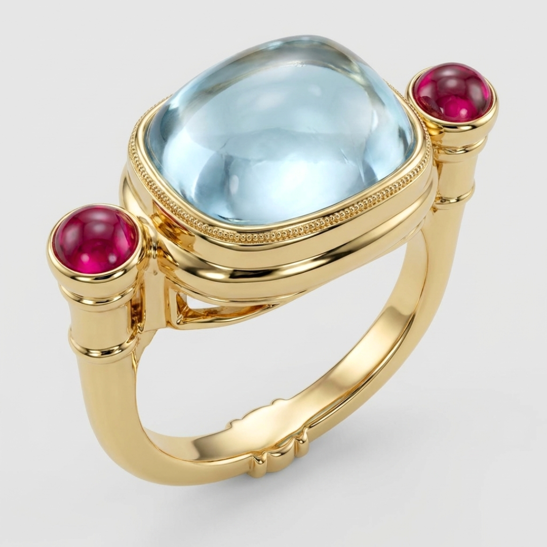 Aqua- und Rubinring