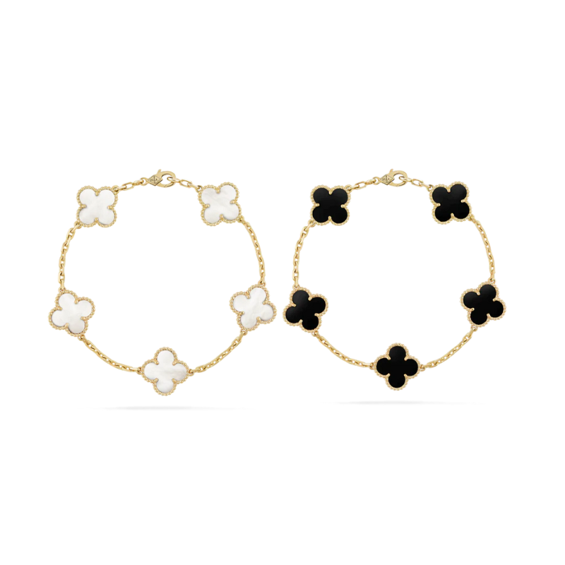 2-Teiliges Clover Armband-Set - Schwarz/Weiß