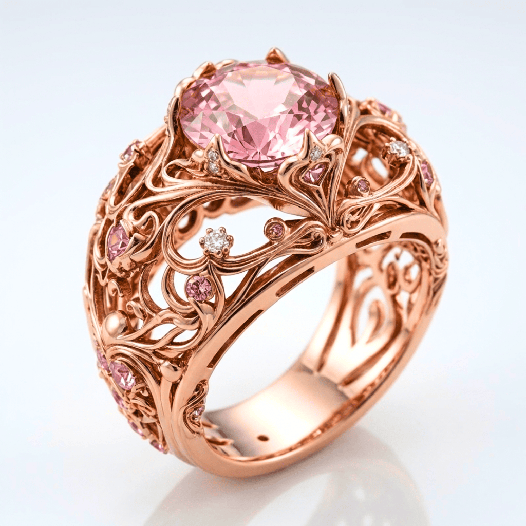 Rosegoldene Turmalin Ornate Ring