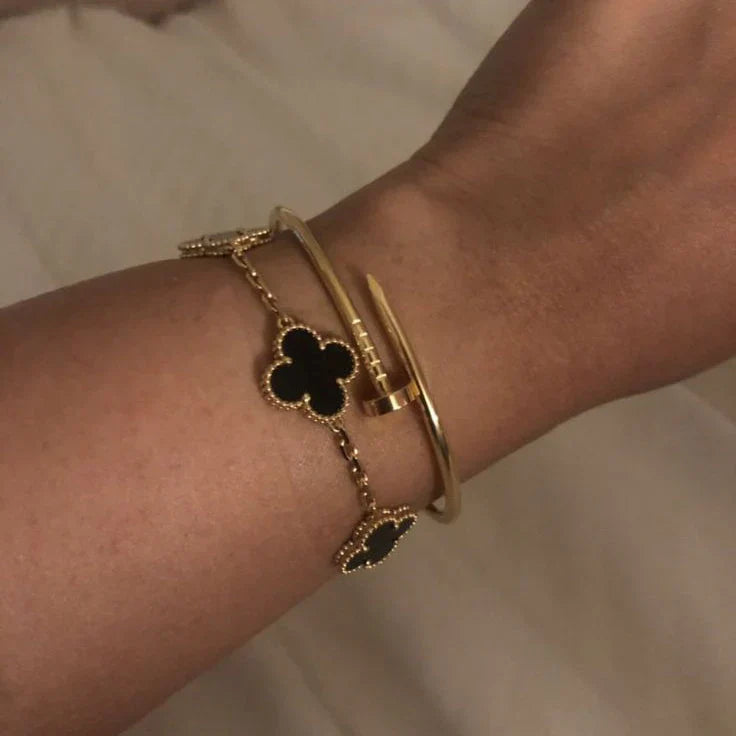 CLOVER | Armband Schwarz/Gold