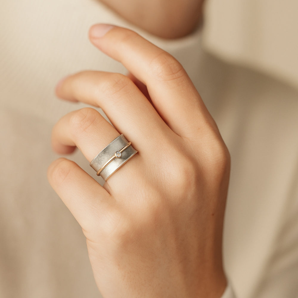 Zirkonia Silber Statement Ring