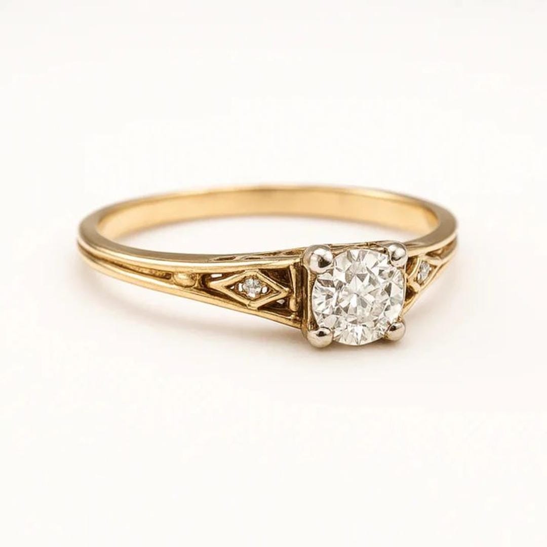 Vintage Zirkonia Feingoldring
