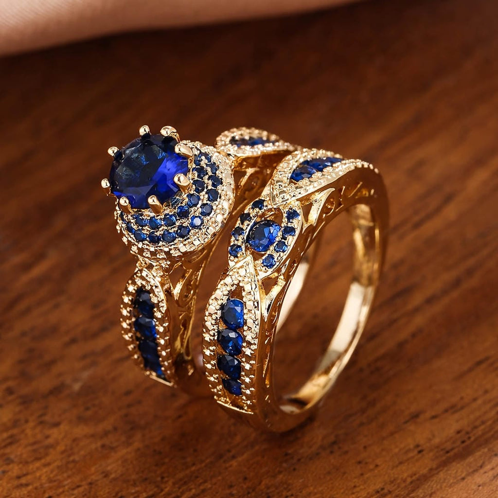 Victoria Vergoldetes Saphir-Ring-Set