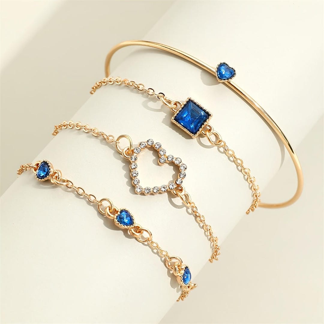 Sapphire Golden Hearts Armband-Set