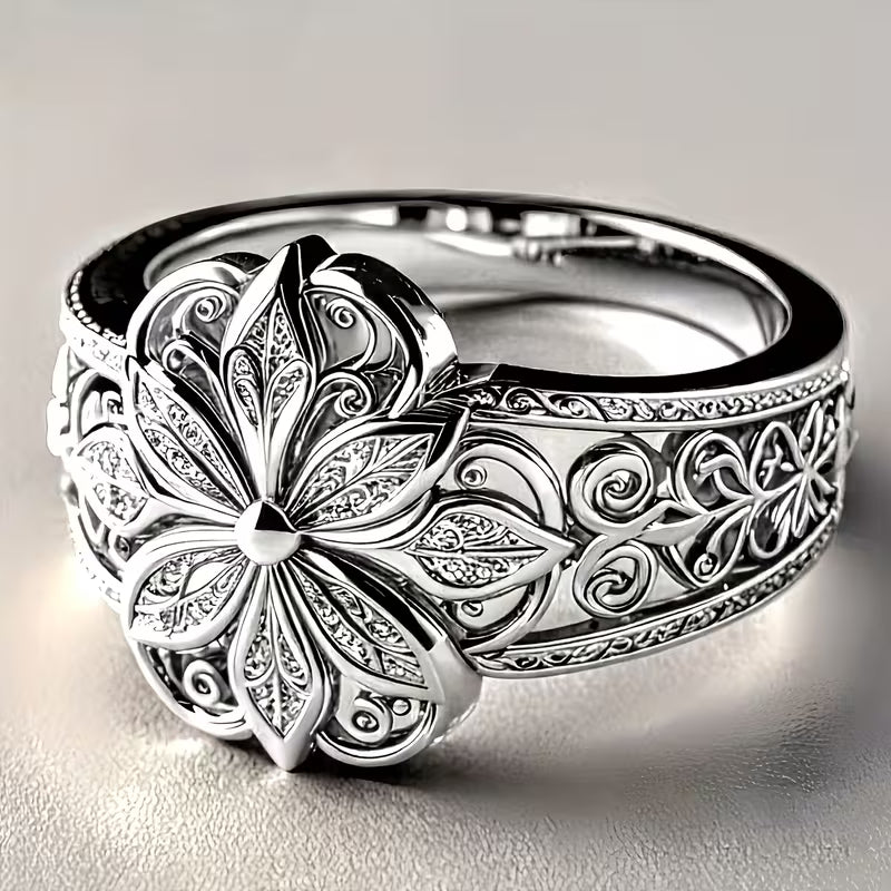 Exotischer Floral-Zirkonia-Goldring