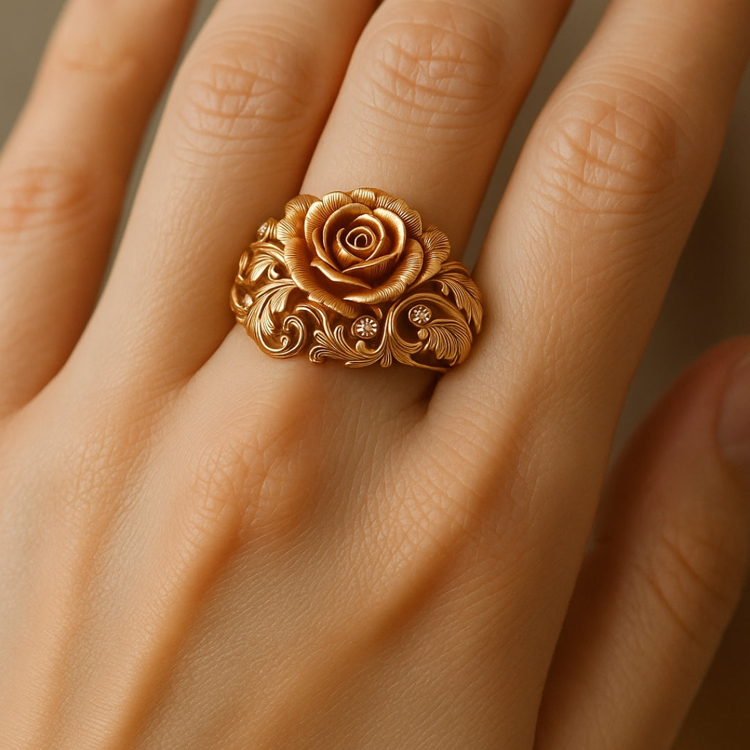 Handgefertigter Goldblumenring