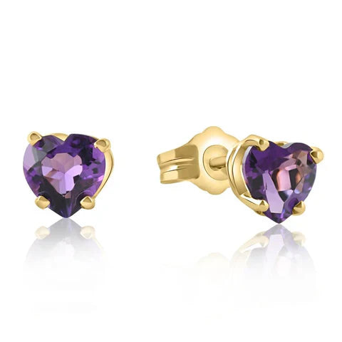 Amethyst Herz Gold Ohrringe