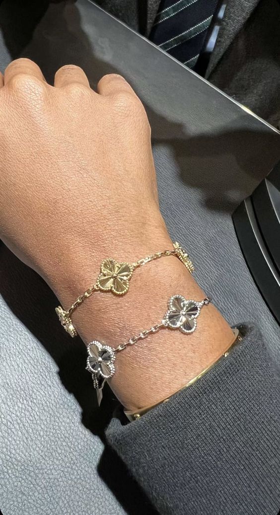 2-Teiliges Clover Armband-Set - Silber/Gold