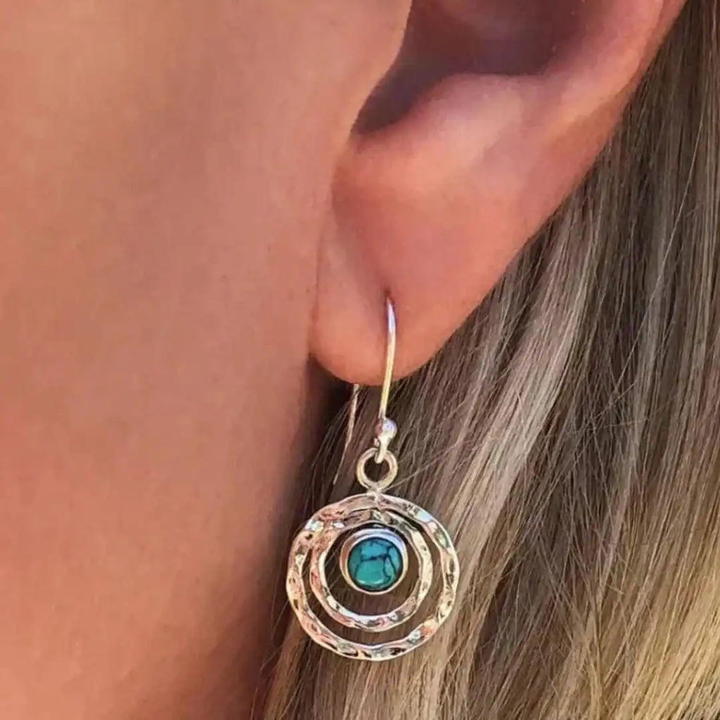 Boho Saturn Ohrringe Türkis und Gold
