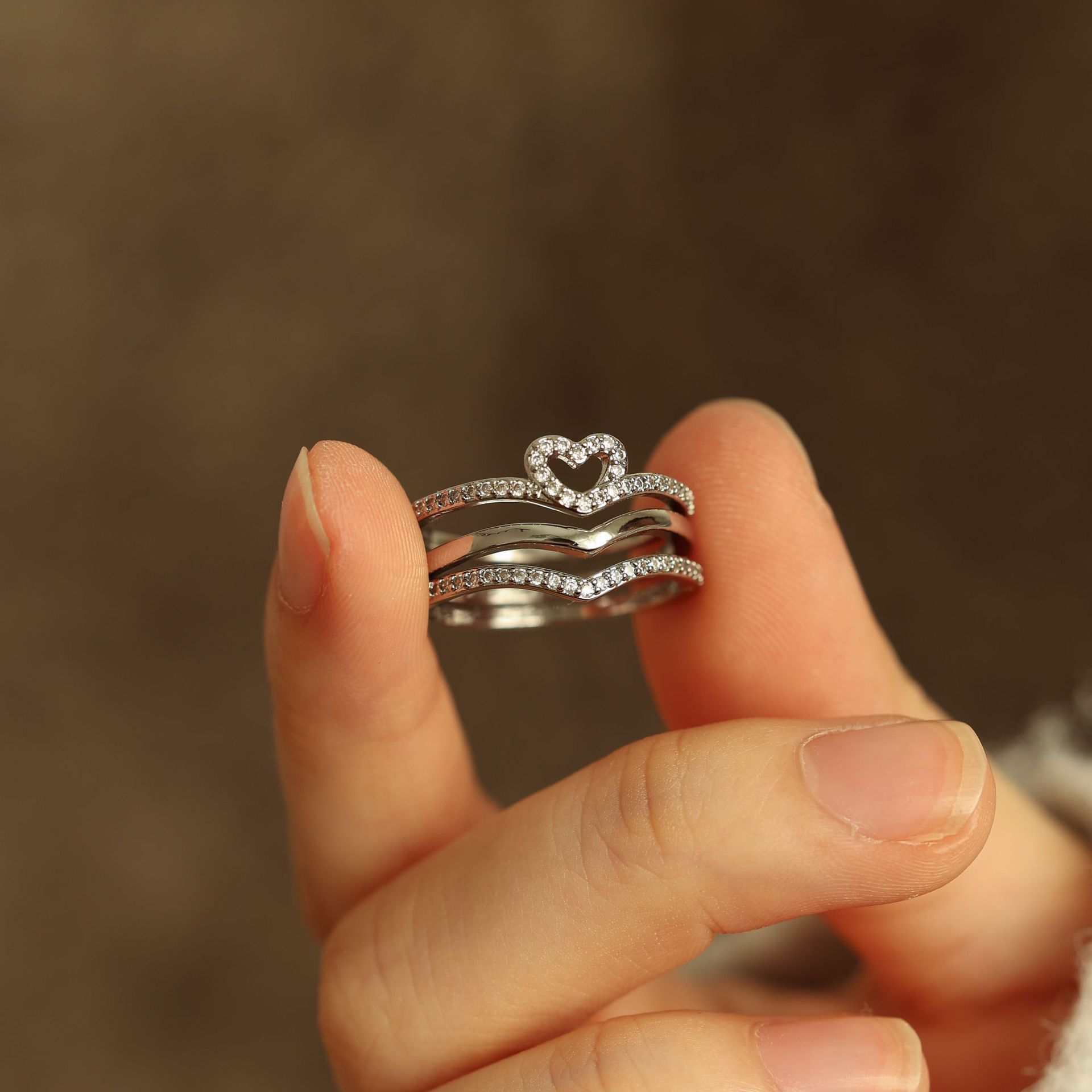 Glänzende Liebe Wunschknochen Stapelringe
