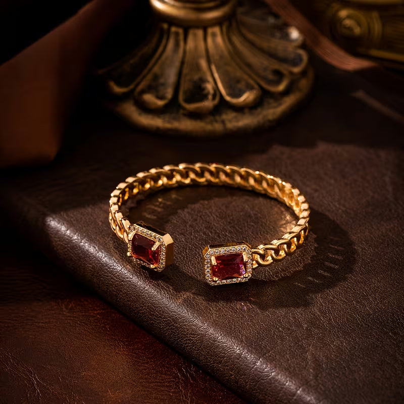 Veloria Ruby Offenes Goldarmband