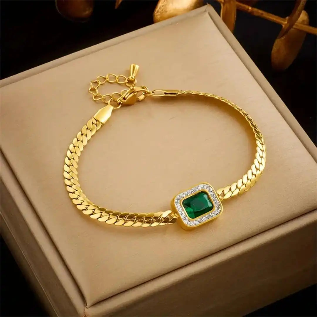 Strahlendes Goldenes Smaragd-Gliederarmband