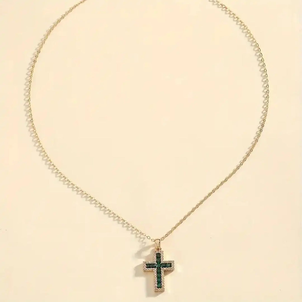 Smaragd Kreuz Anhänger Gold Halskette