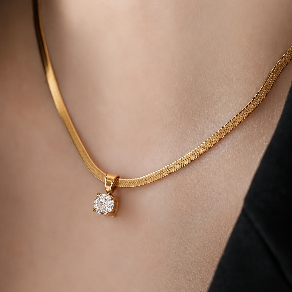 Rhinestone Gold Anhänger Halskette