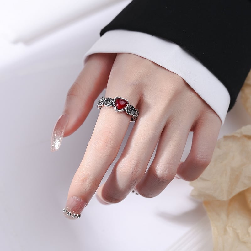 Vintage Silber Rose Herzring