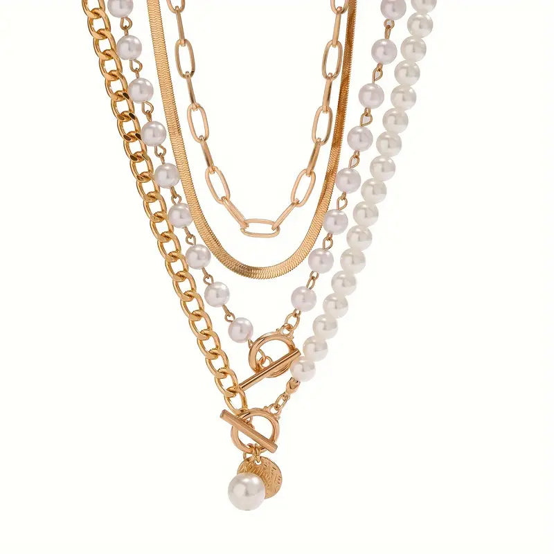 Modernes Perlen-Layering-Halsketten-Set