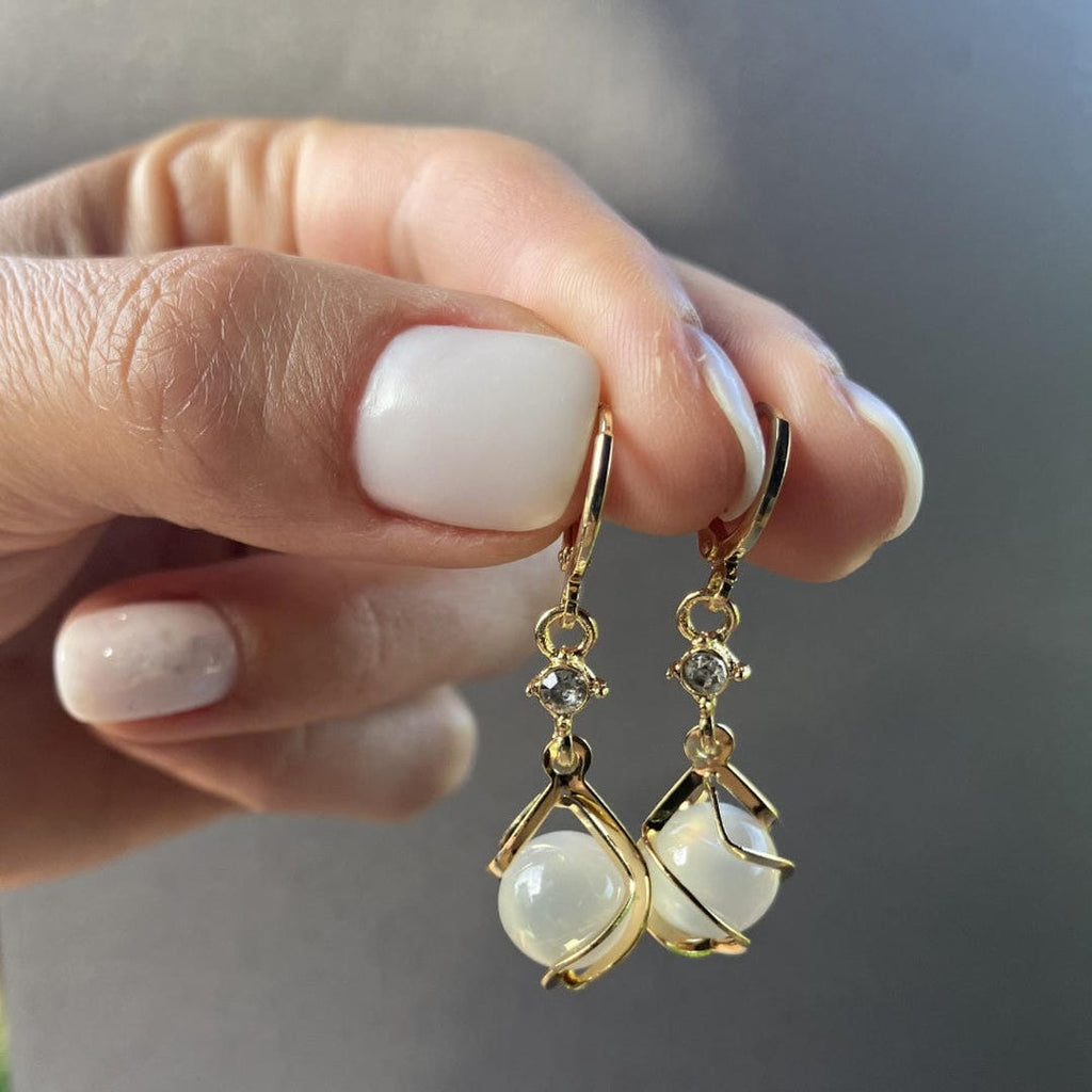 Weiße Opal Ohrringe mit Anhänger