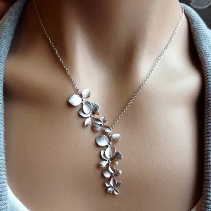 Vintage Silber Blumen Halskette