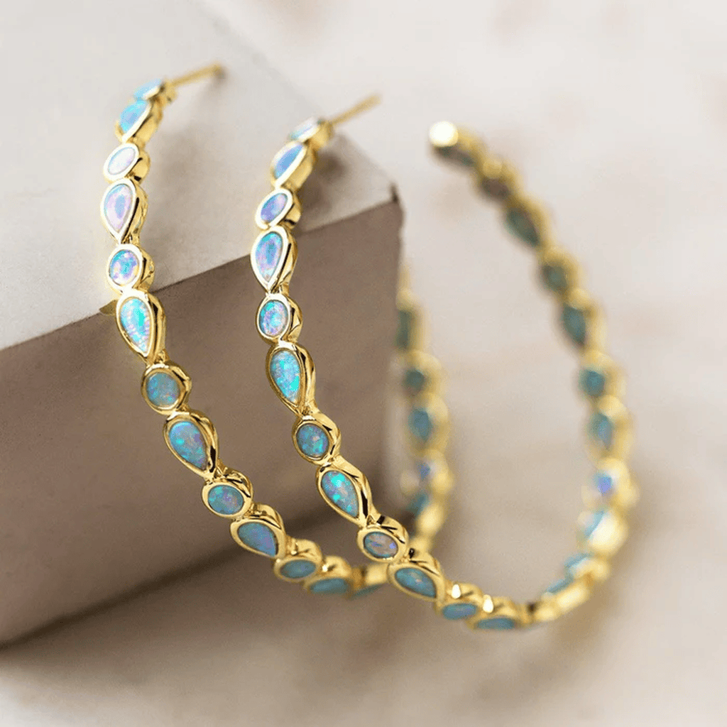 Vintage Blaue Opal Ring Ohrringe