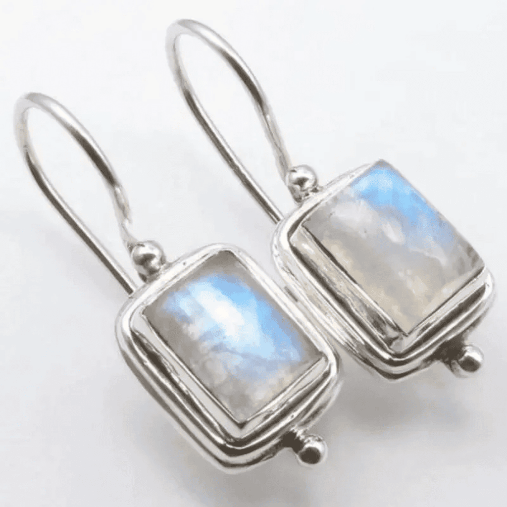 Lustre Quadratische Mondstein Ohrringe