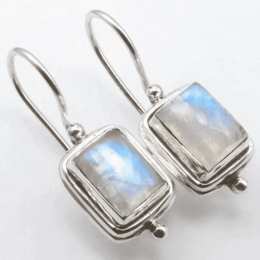 Lustre Quadratische Mondstein Ohrringe