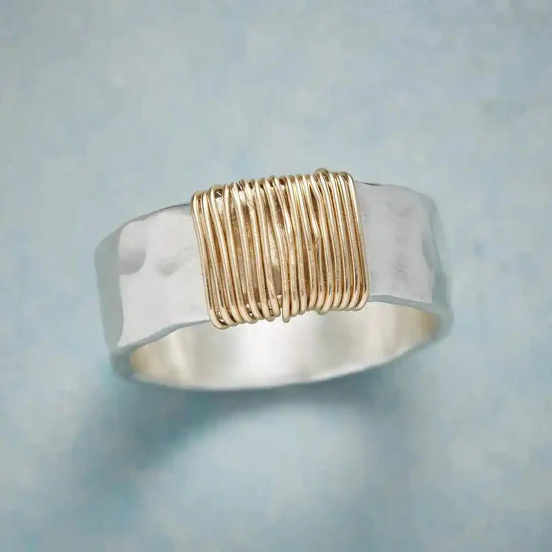 Vintage Goldfäden Silberring