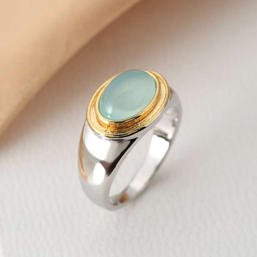 Vintage Grüner Mondstein Statement Ring