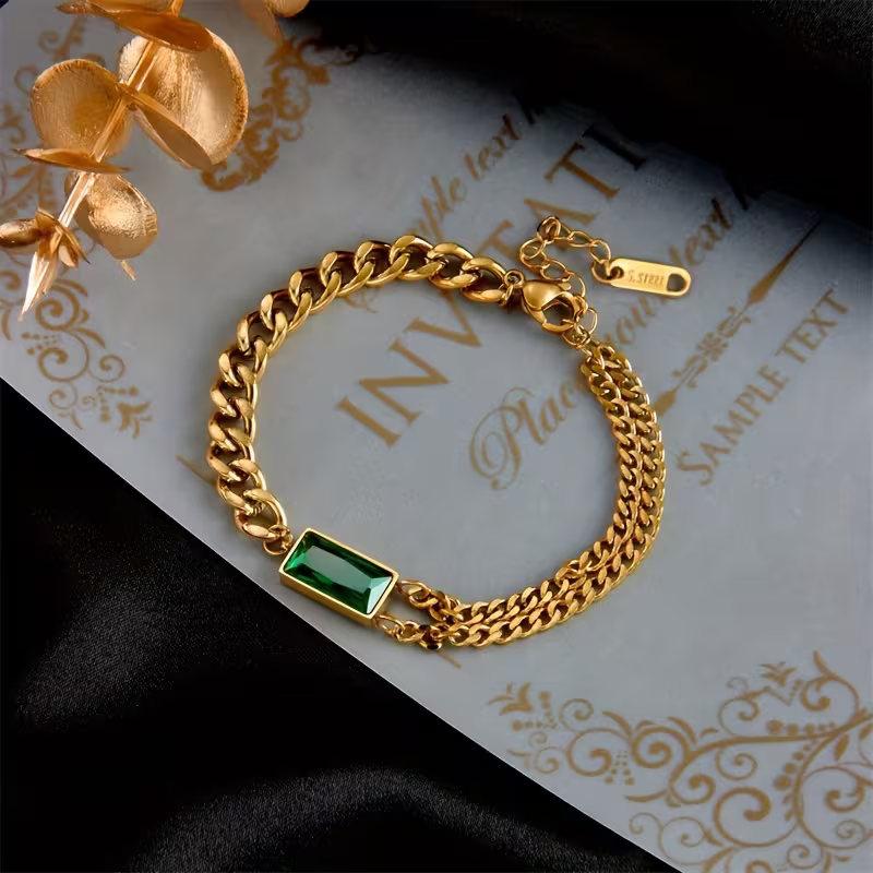 Smaragd Bar Kettenarmband